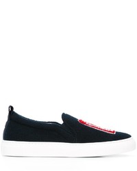 dunkelblaue Slip-On Sneakers aus Leder von Joshua Sanders