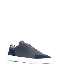 dunkelblaue Slip-On Sneakers aus Leder von Harrys Of London