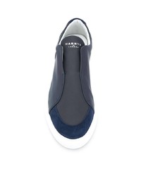 dunkelblaue Slip-On Sneakers aus Leder von Harrys Of London