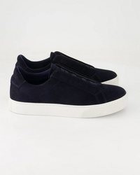 dunkelblaue Slip-On Sneakers aus Leder von Marc O'Polo