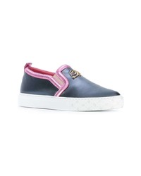 dunkelblaue Slip-On Sneakers aus Leder von Blumarine