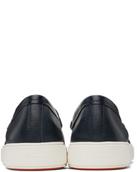 dunkelblaue Slip-On Sneakers aus Leder von Santoni