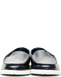 dunkelblaue Slip-On Sneakers aus Leder von Maison Martin Margiela