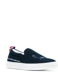 dunkelblaue Slip-On Sneakers aus Leder von Joshua Sanders