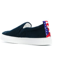 dunkelblaue Slip-On Sneakers aus Leder von Joshua Sanders