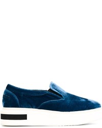 dunkelblaue Slip-On Sneakers aus Leder von Paloma Barceló