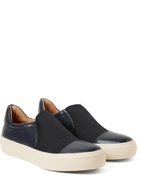 dunkelblaue Slip-On Sneakers aus Leder von Dries Van Noten