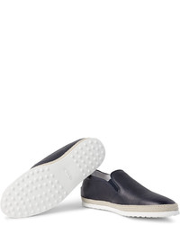 dunkelblaue Slip-On Sneakers aus Leder von Tod's