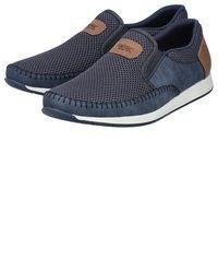 dunkelblaue Slip-On Sneakers aus Leder von Rieker