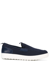 dunkelblaue Slip-On Sneakers aus Leder von Salvatore Ferragamo