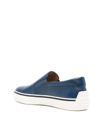 dunkelblaue Slip-On Sneakers aus Leder von Tod's