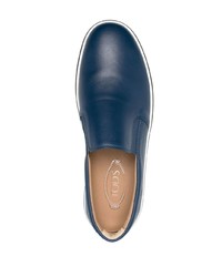 dunkelblaue Slip-On Sneakers aus Leder von Tod's