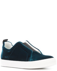 dunkelblaue Slip-On Sneakers aus Leder von Pierre Hardy