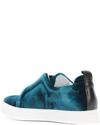 dunkelblaue Slip-On Sneakers aus Leder von Pierre Hardy