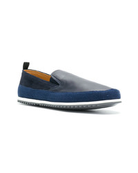 dunkelblaue Slip-On Sneakers aus Leder von Car Shoe