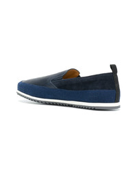 dunkelblaue Slip-On Sneakers aus Leder von Car Shoe