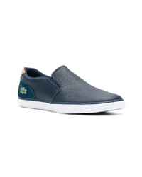 dunkelblaue Slip-On Sneakers aus Leder von Lacoste