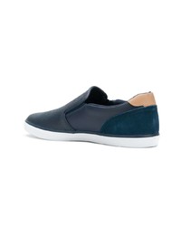 dunkelblaue Slip-On Sneakers aus Leder von Lacoste