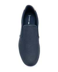 dunkelblaue Slip-On Sneakers aus Leder von Lacoste