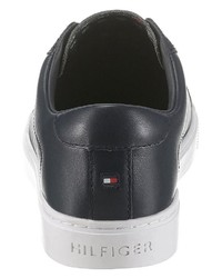 dunkelblaue Slip-On Sneakers aus Leder von Tommy Hilfiger