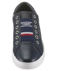 dunkelblaue Slip-On Sneakers aus Leder von Tommy Hilfiger