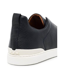 dunkelblaue Slip-On Sneakers aus Leder von Ermenegildo Zegna