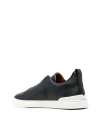 dunkelblaue Slip-On Sneakers aus Leder von Zegna