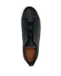 dunkelblaue Slip-On Sneakers aus Leder von Zegna