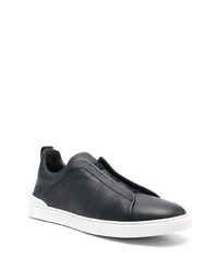 dunkelblaue Slip-On Sneakers aus Leder von Zegna