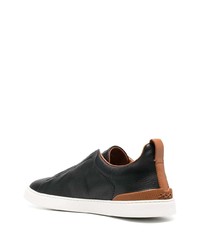 dunkelblaue Slip-On Sneakers aus Leder von Zegna