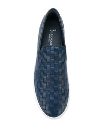 dunkelblaue Slip-On Sneakers aus Leder von Billionaire