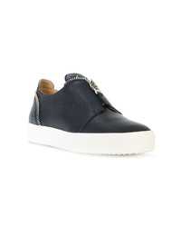 dunkelblaue Slip-On Sneakers aus Leder von Giuseppe Zanotti Design