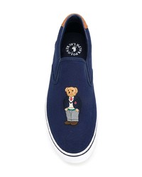 dunkelblaue Slip-On Sneakers aus Segeltuch von Polo Ralph Lauren