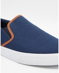 dunkelblaue Slip-On Sneakers aus Segeltuch von Asos