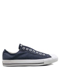 dunkelblaue Slip-On Sneakers aus Segeltuch von Converse