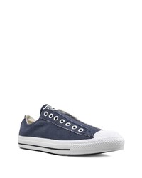 dunkelblaue Slip-On Sneakers aus Segeltuch von Converse