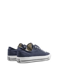 dunkelblaue Slip-On Sneakers aus Segeltuch von Converse