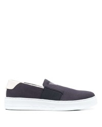 dunkelblaue Slip-On Sneakers aus Segeltuch von Emporio Armani
