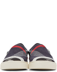 dunkelblaue Slip-On Sneakers aus Segeltuch von Burberry