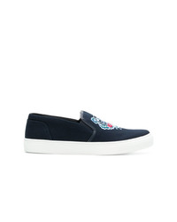 dunkelblaue Slip-On Sneakers aus Segeltuch von Kenzo