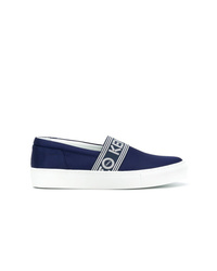 dunkelblaue Slip-On Sneakers aus Segeltuch von Kenzo