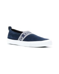 dunkelblaue Slip-On Sneakers aus Segeltuch von Kenzo