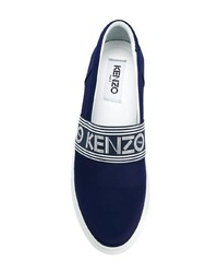 dunkelblaue Slip-On Sneakers aus Segeltuch von Kenzo