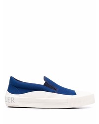 dunkelblaue Slip-On Sneakers aus Segeltuch von Moncler