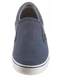 dunkelblaue Slip-On Sneakers aus Segeltuch von Mustang Shoes