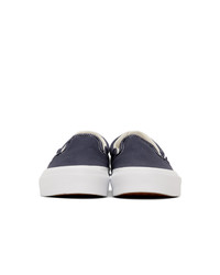 dunkelblaue Slip-On Sneakers aus Segeltuch von Vans