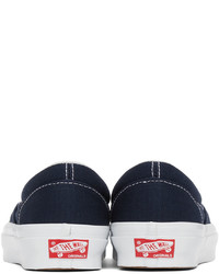 dunkelblaue Slip-On Sneakers aus Segeltuch von Vans