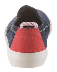 dunkelblaue Slip-On Sneakers aus Segeltuch von Pepe Jeans