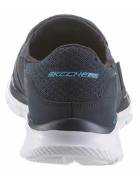 dunkelblaue Slip-On Sneakers aus Segeltuch von Skechers