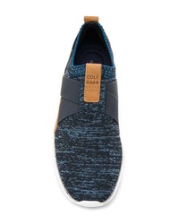 dunkelblaue Slip-On Sneakers aus Segeltuch von Cole Haan